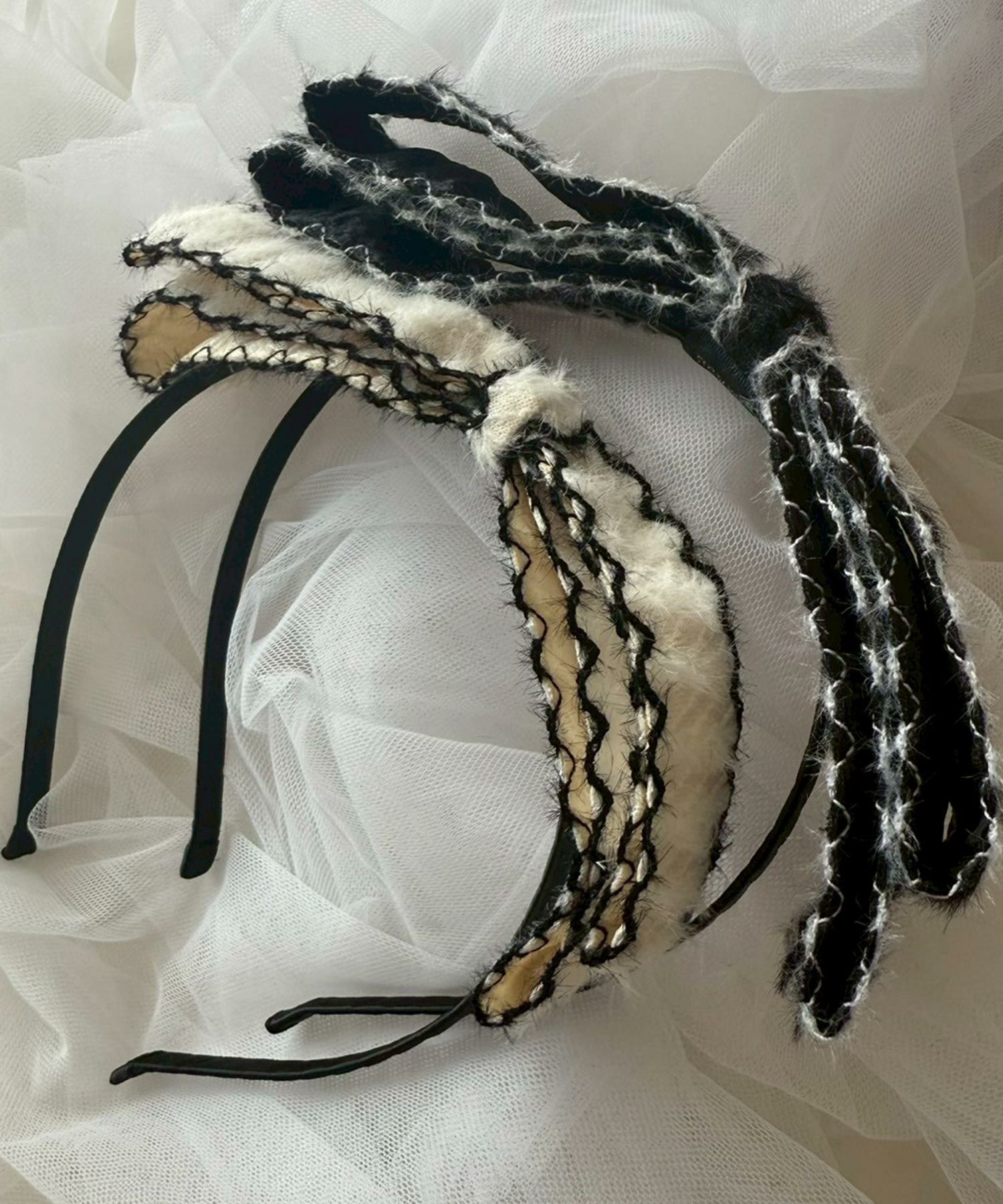 ツートンカラーニットリボンカチューシャ【Grace】