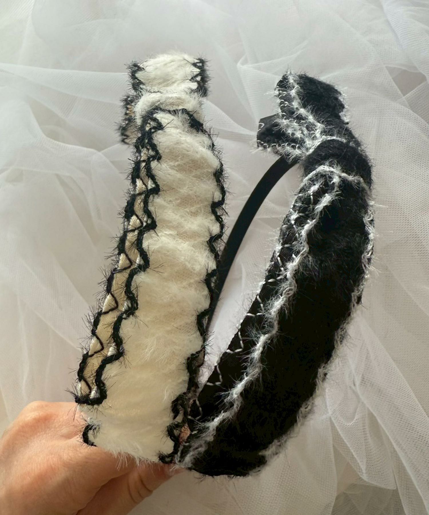 ツートンカラーニットリボンカチューシャ【Grace】