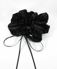 スリムリボン付きベロアシュシュ【Grace】