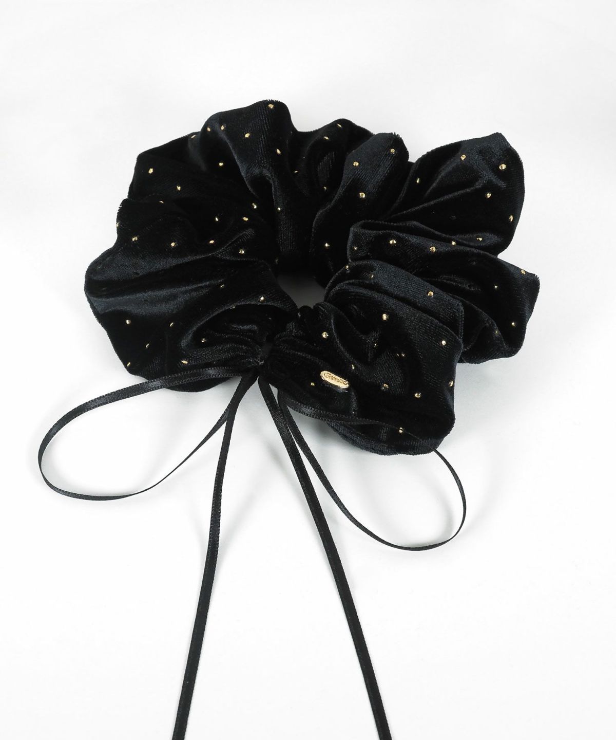 スリムリボン付きベロアシュシュ【Grace】