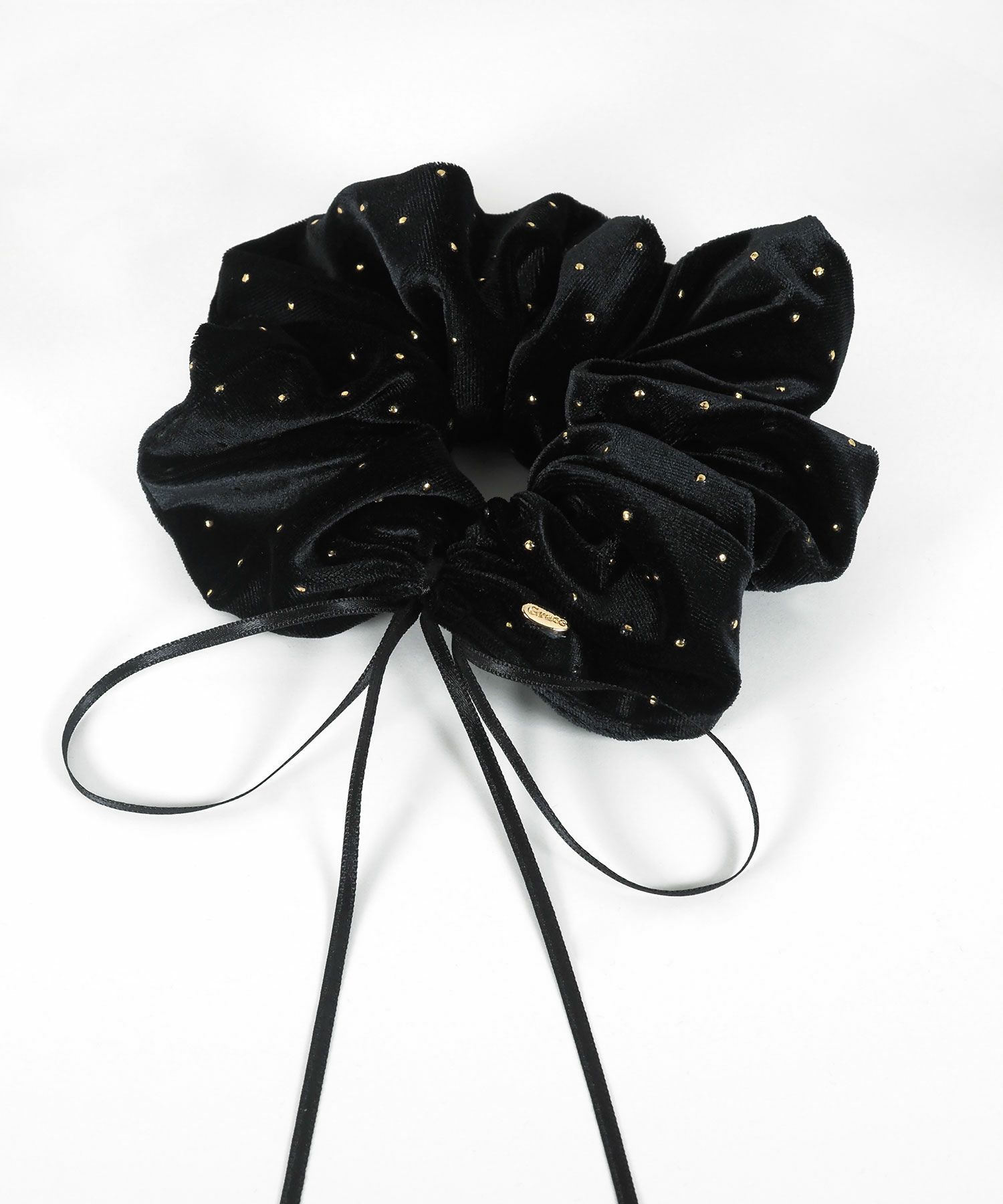 スリムリボン付きベロアシュシュ【Grace】