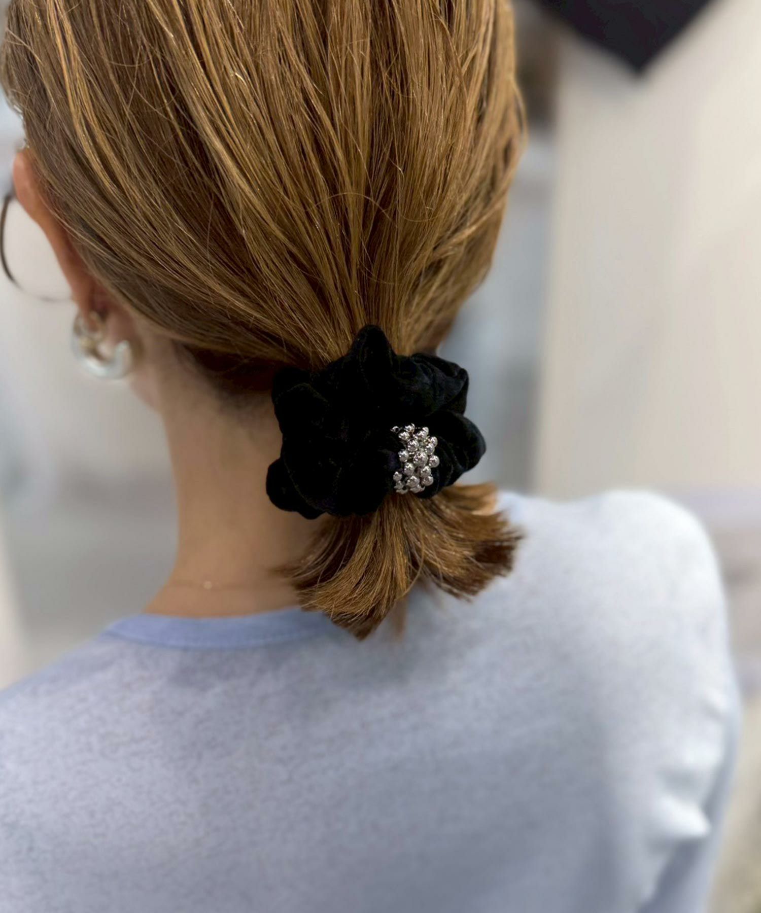 ビーズカフ付きベロアシュシュ【Grace】