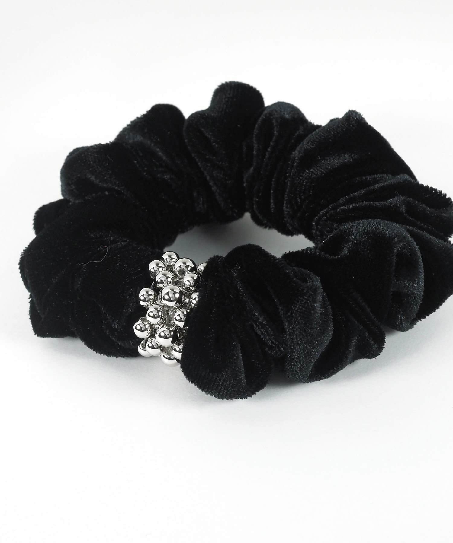 ビーズカフ付きベロアシュシュ【Grace】