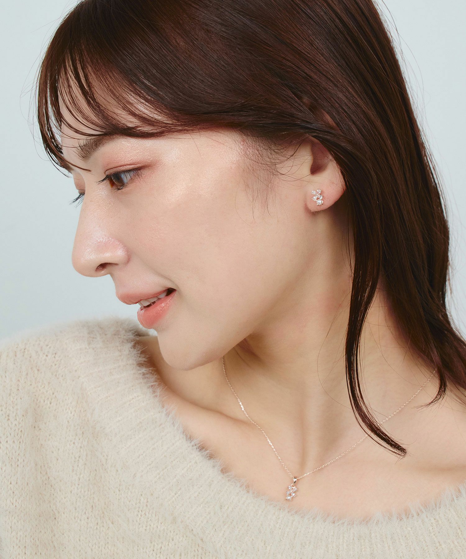 キュービッククローバーパールネックレス