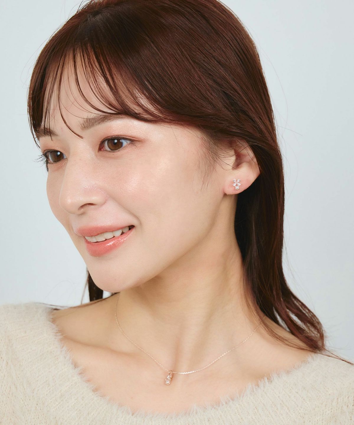 キュービッククローバーパールチタンポストピアス