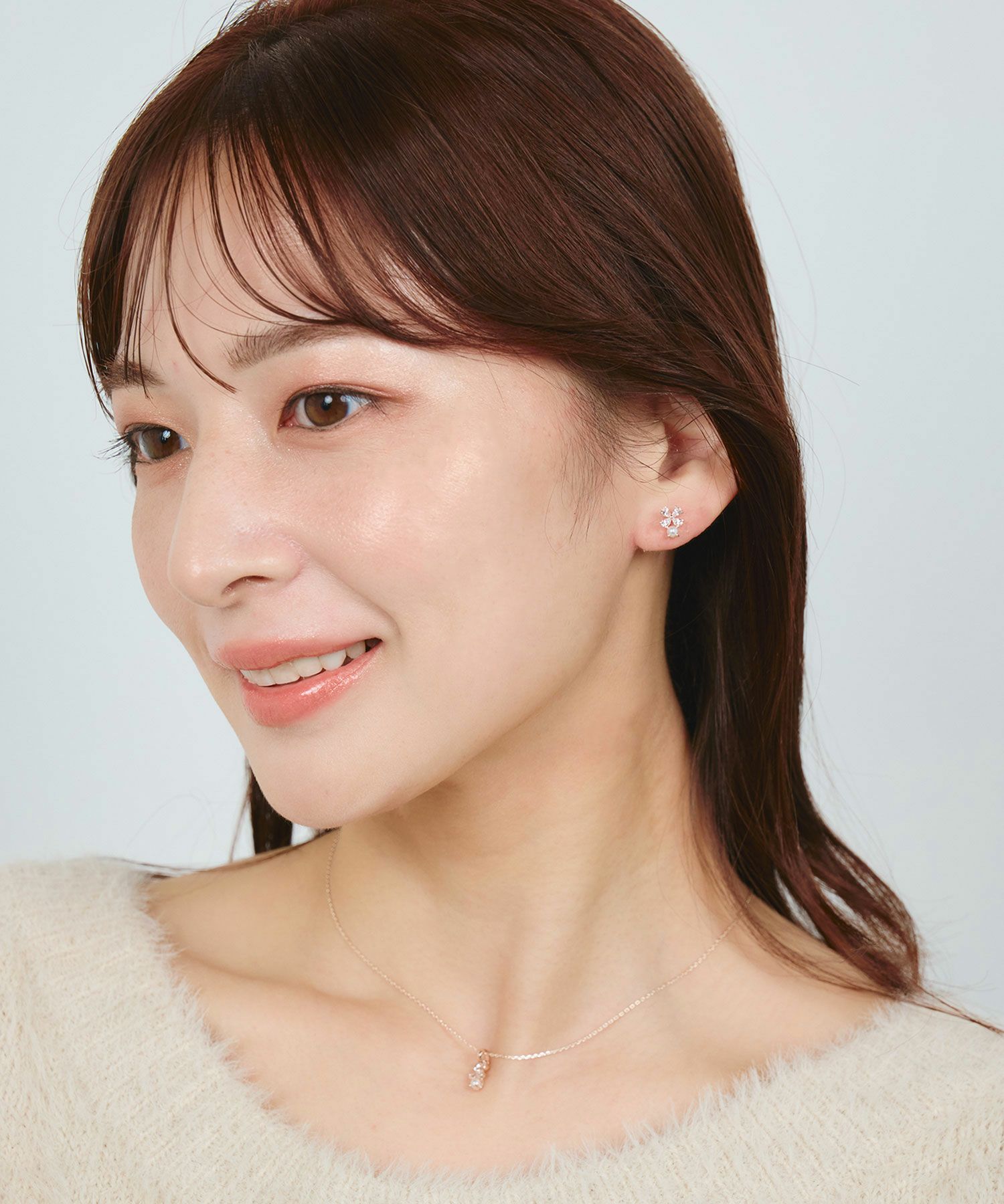 キュービッククローバーパールチタンポストピアス