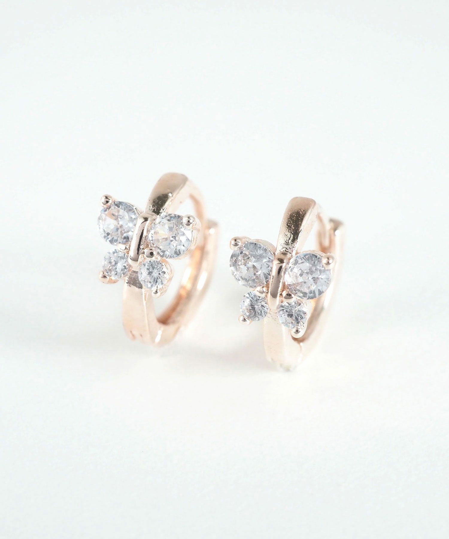 バタフライストーンワンタッチピアス