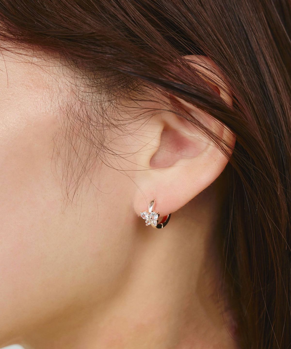 バタフライストーンワンタッチピアス