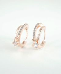 ラインストーンフープレイヤードワンタッチピアス