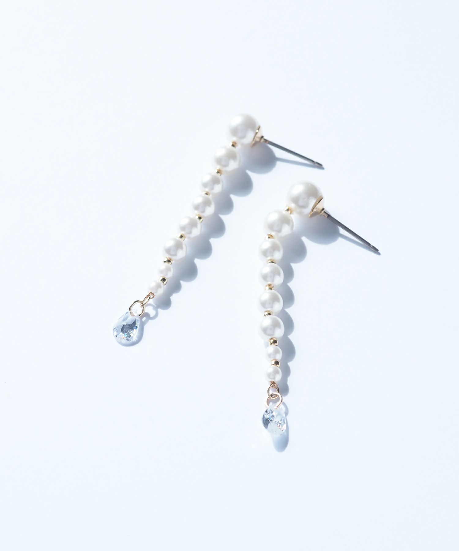 ロングパールピュアチタンポストピアス【ISS】