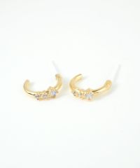 ホワイトストーンフープセラミックポストピアス