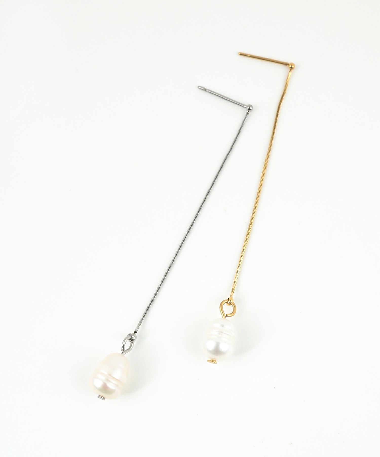 スネークチェーンパールサージカルステンレスピアス