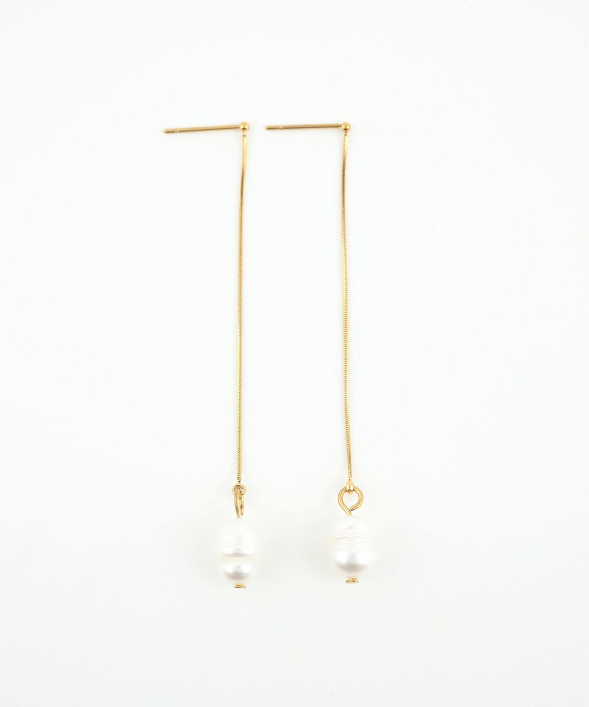 スネークチェーンパールサージカルステンレスピアス