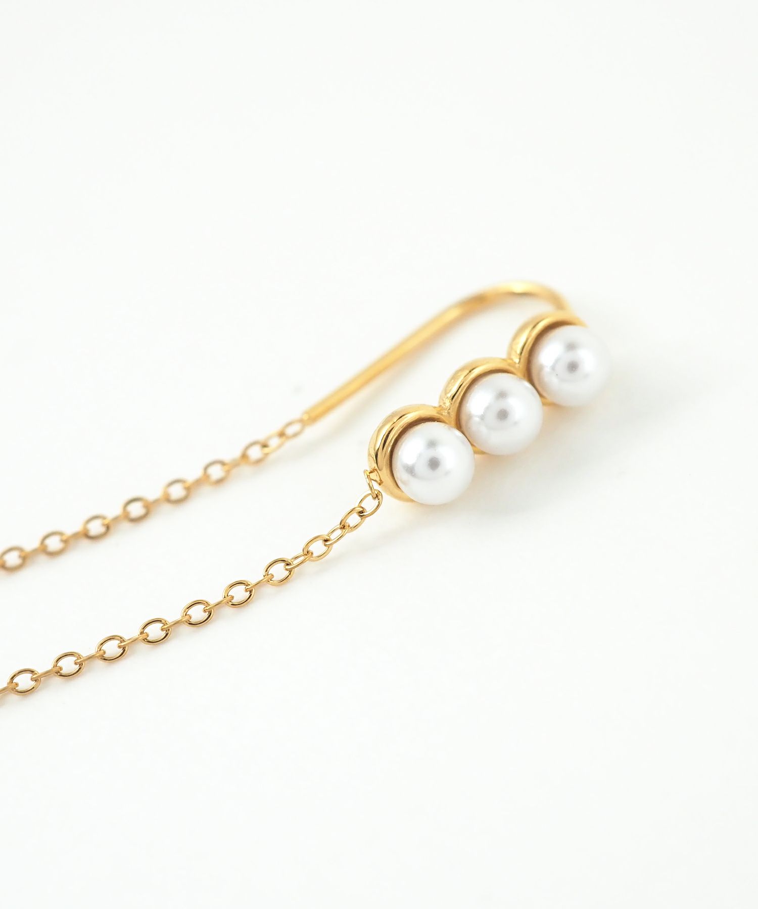 トリプルパールチェーンサージカルステンレスピアス