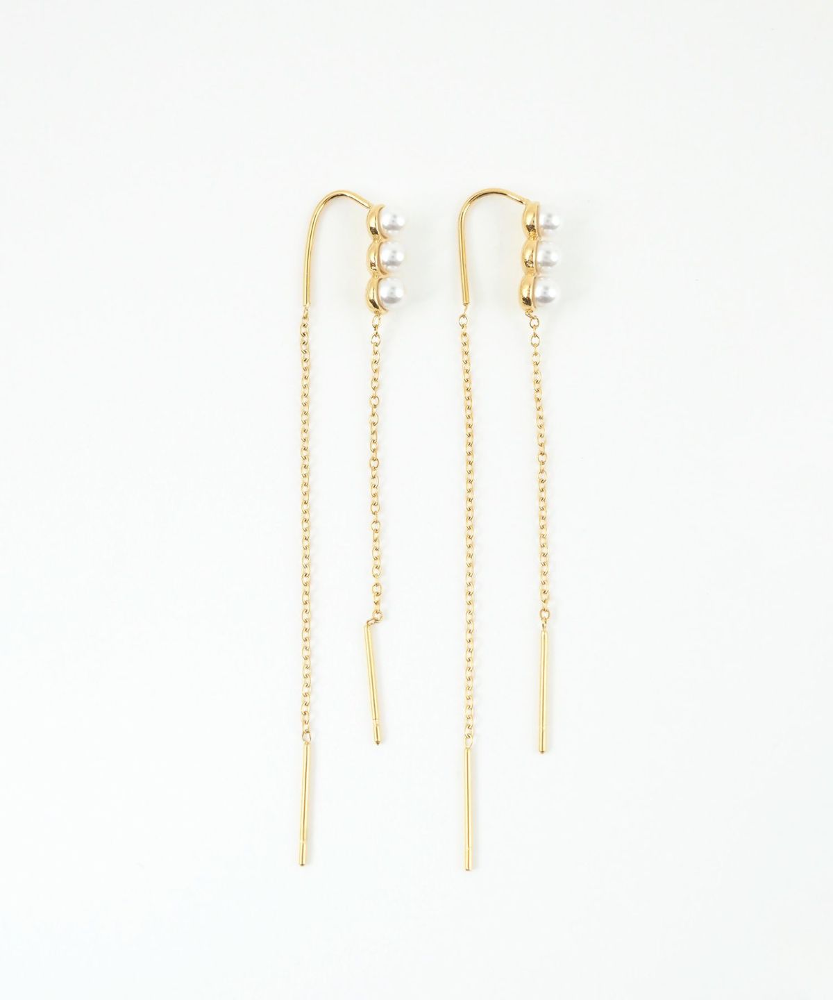 トリプルパールチェーンサージカルステンレスピアス