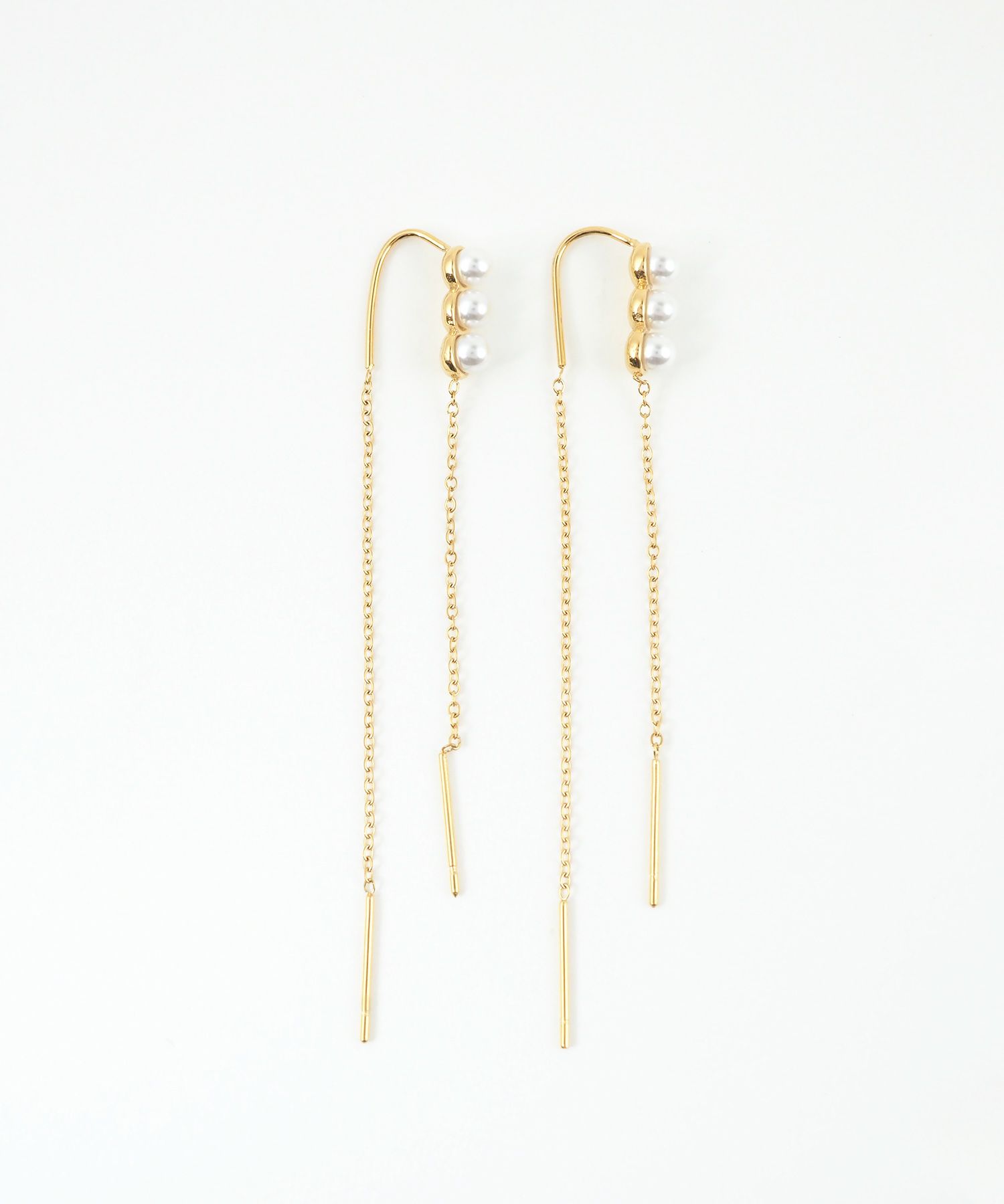 トリプルパールチェーンサージカルステンレスピアス