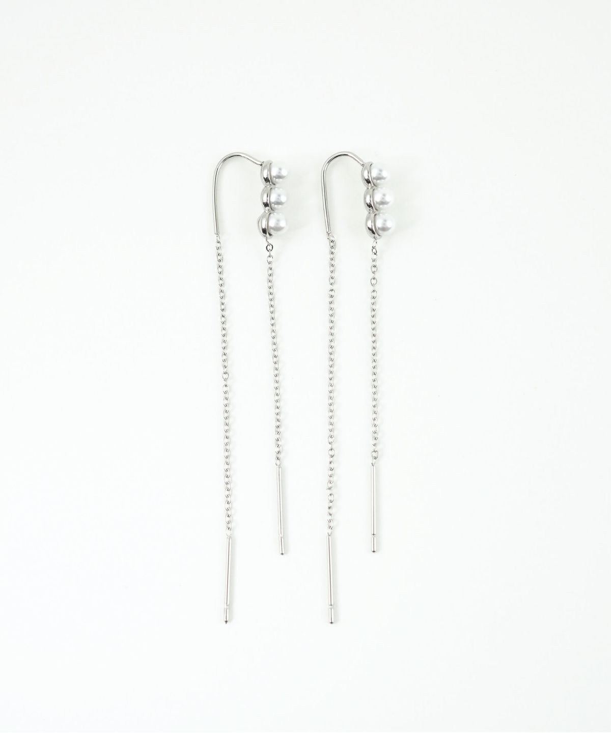 トリプルパールチェーンサージカルステンレスピアス