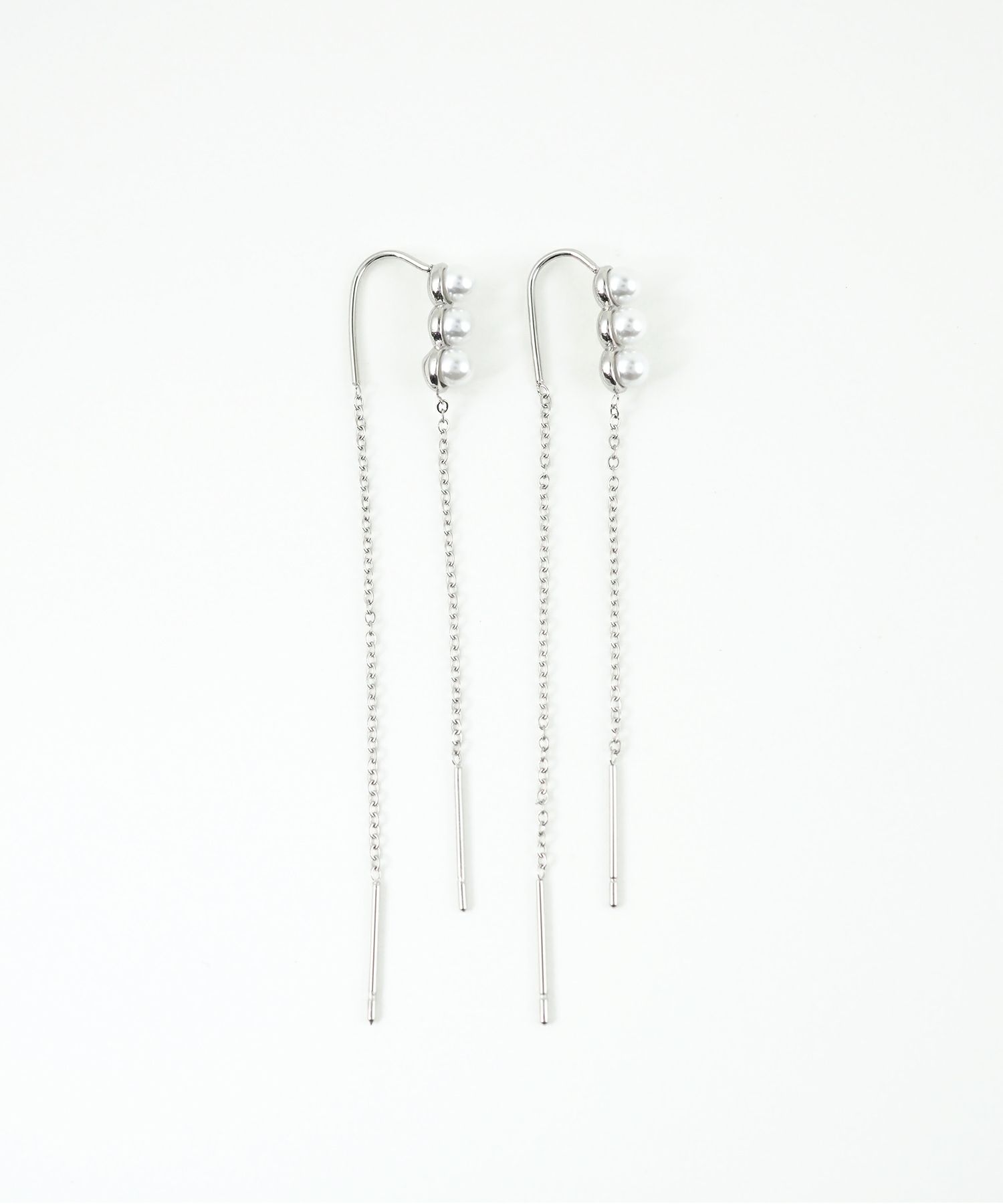 トリプルパールチェーンサージカルステンレスピアス