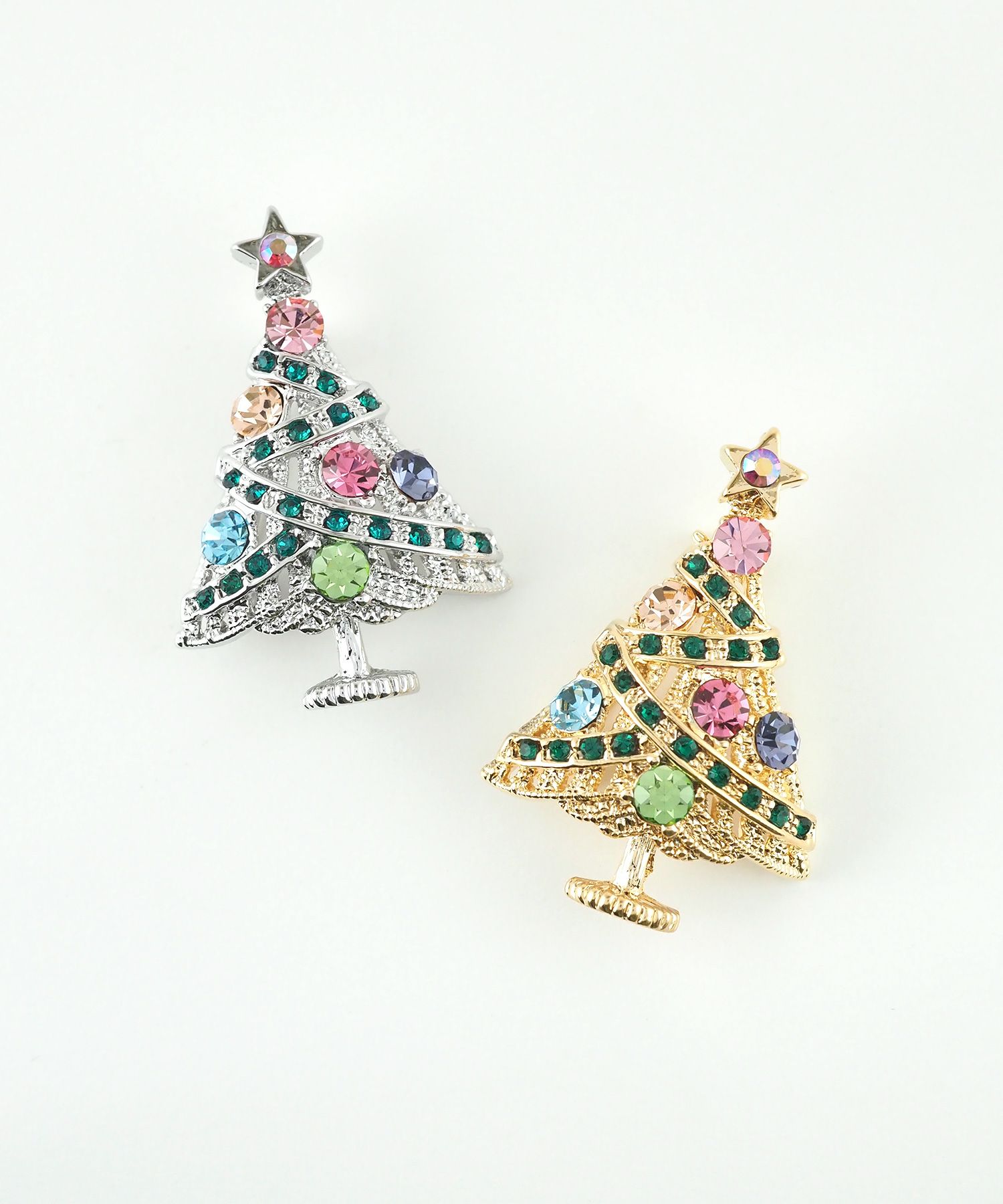 カラーストーンツリーブローチ