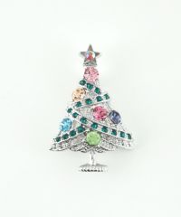 カラーストーンツリーブローチ