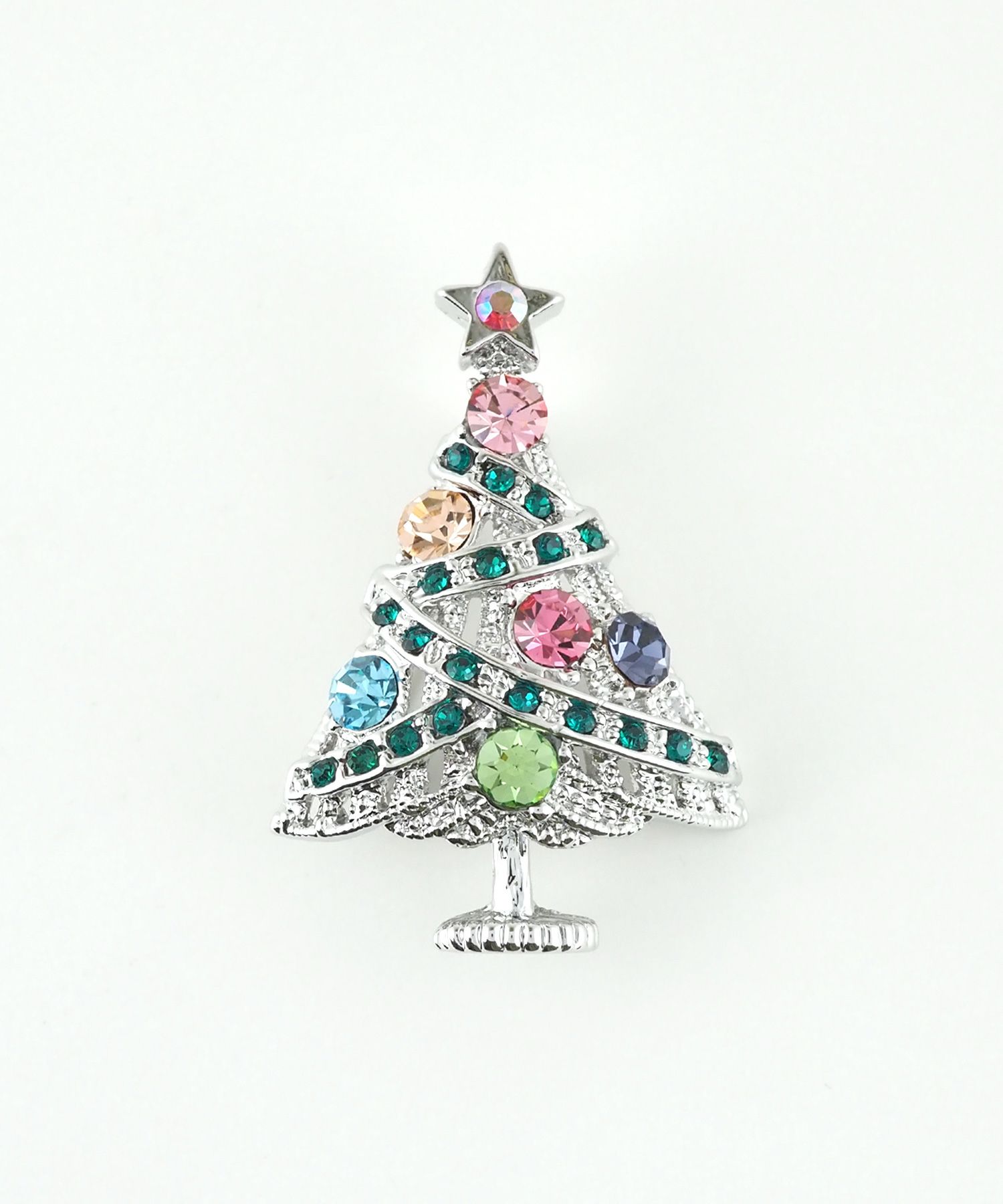 カラーストーンツリーブローチ