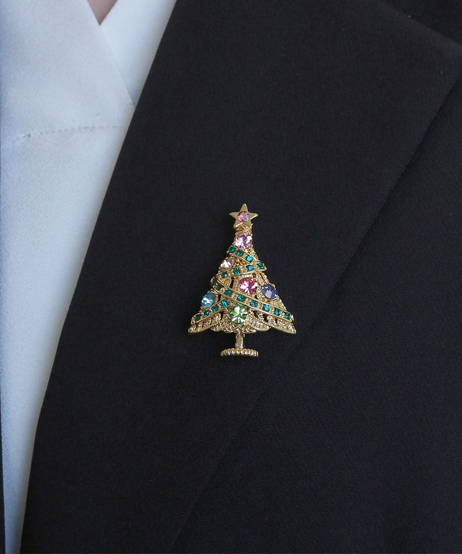 カラーストーンツリーブローチ