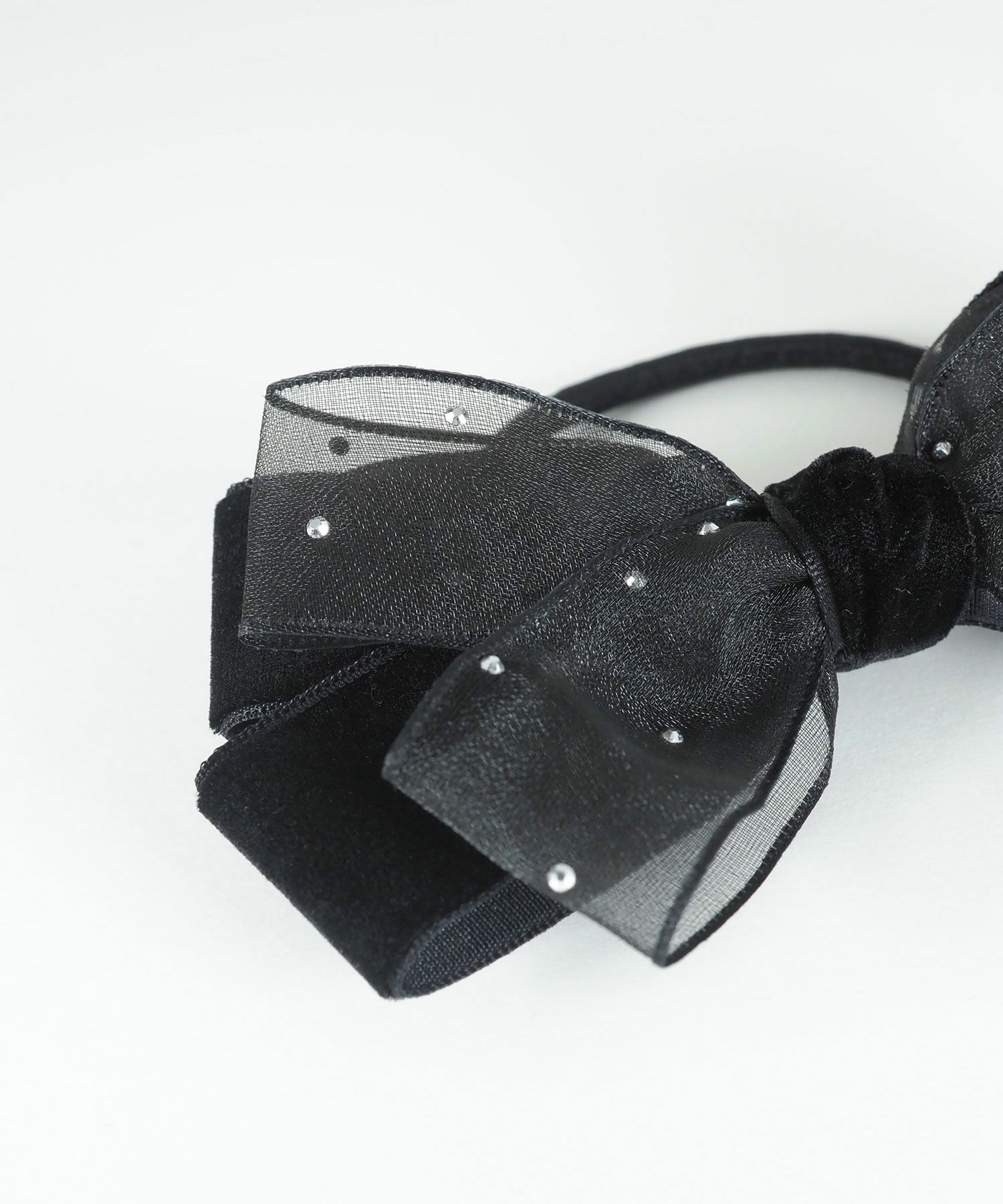 ドットオーガンジーベロアリボンポニー