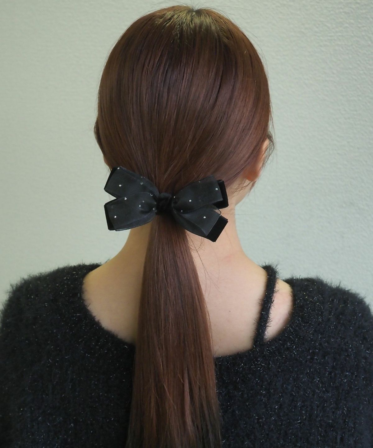 ドットオーガンジーベロアリボンポニー