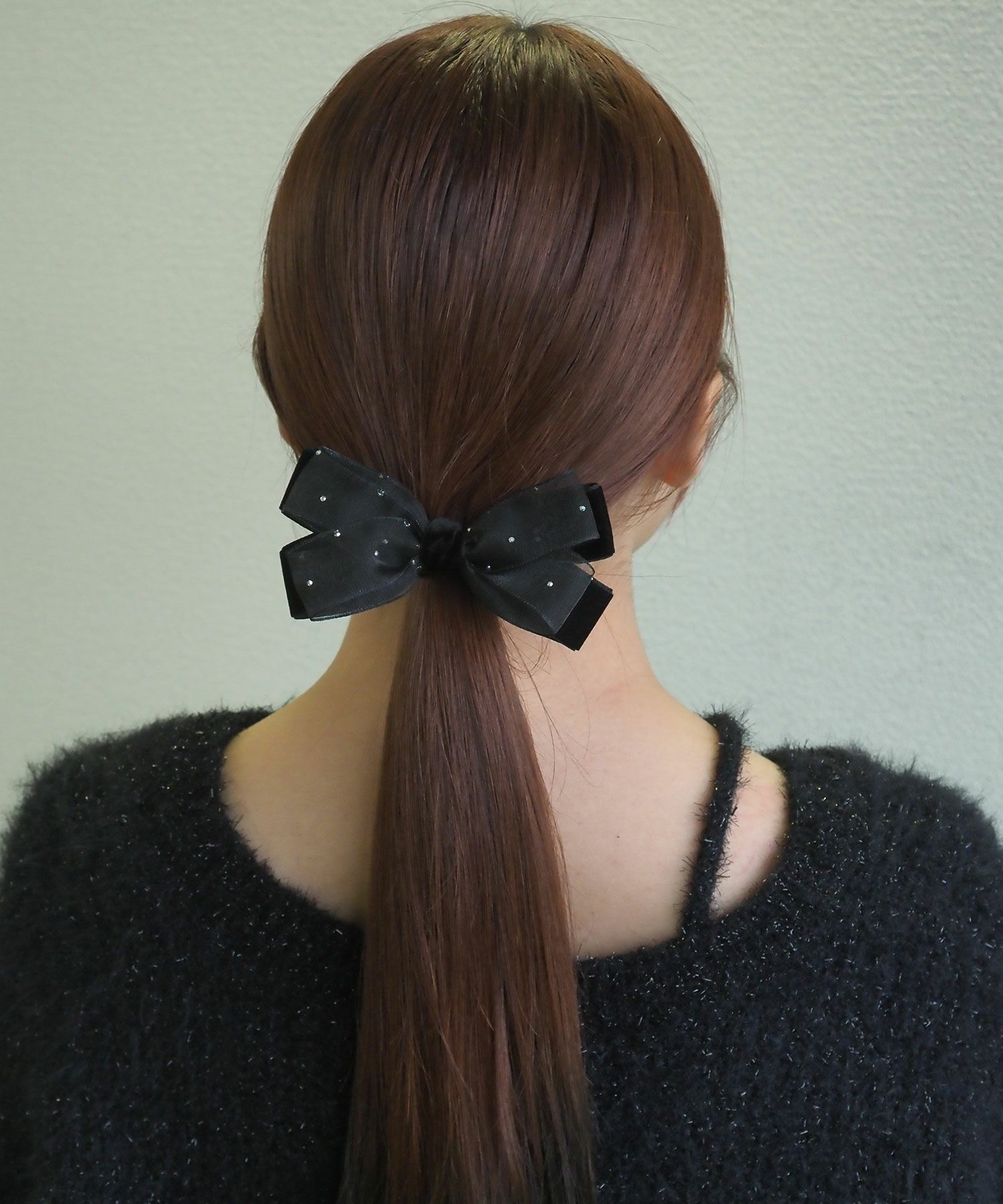 ドットオーガンジーベロアリボンポニー