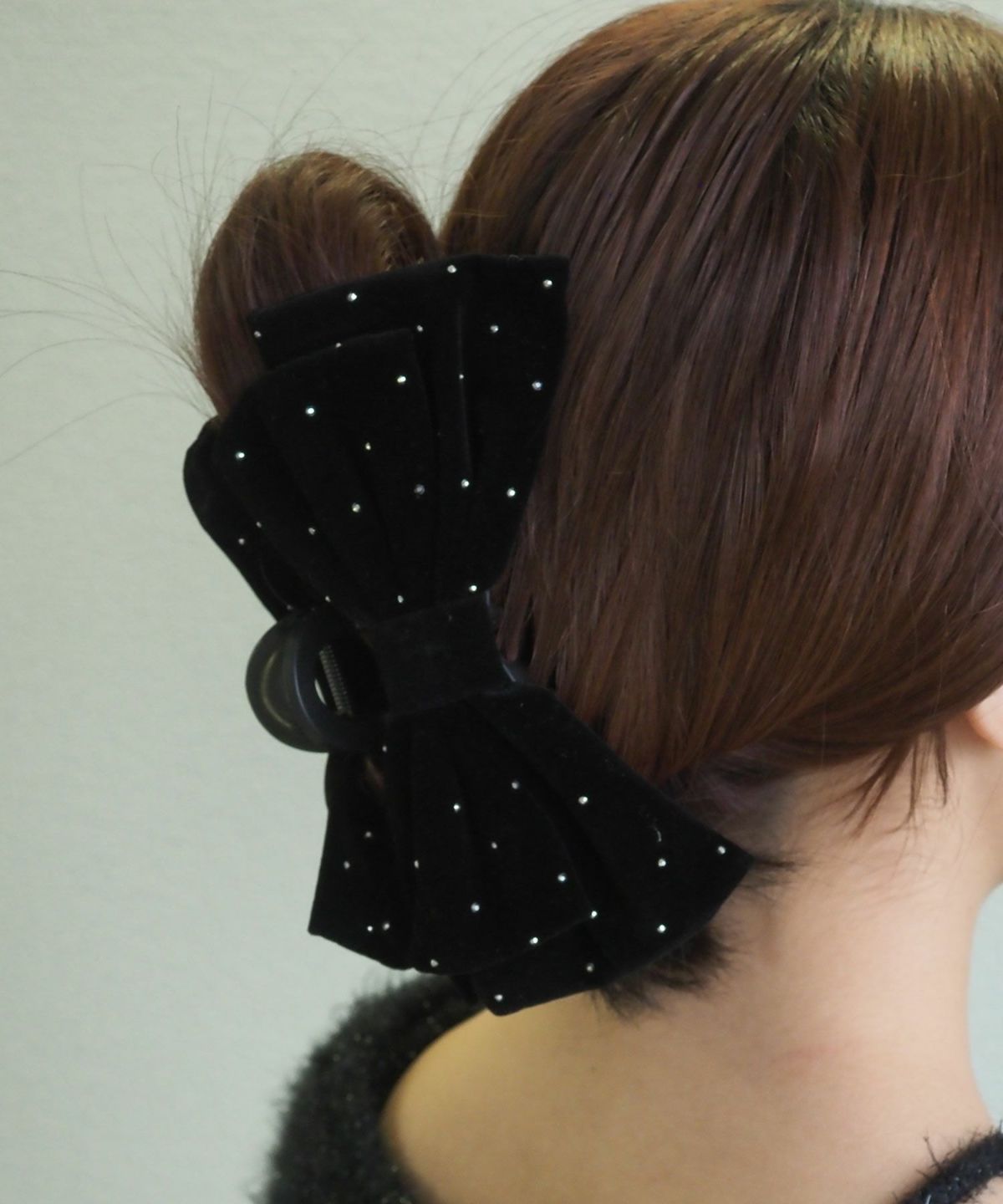 ドットベロアビッグリボンバンスクリップ