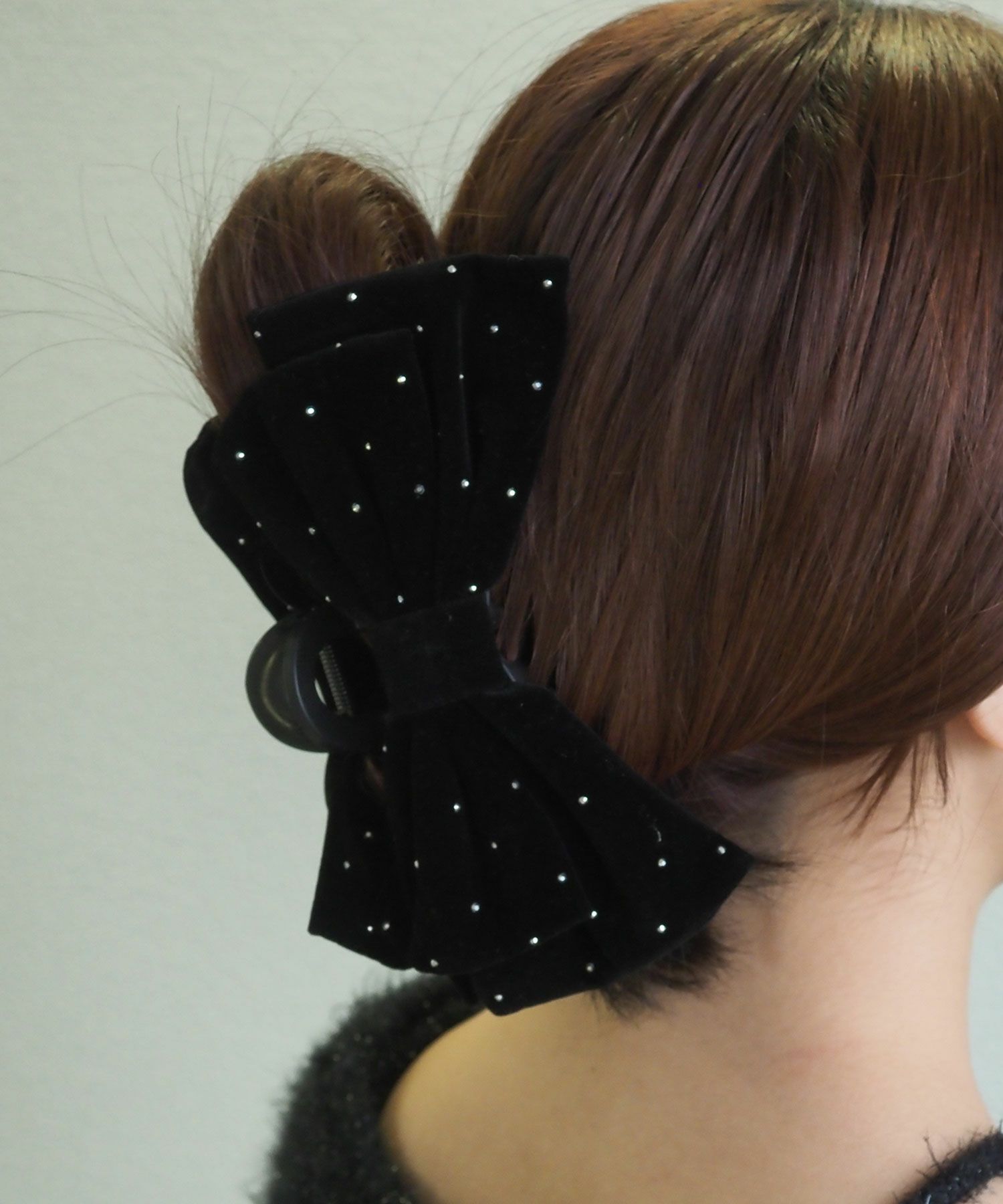 ドットベロアビッグリボンバンスクリップ