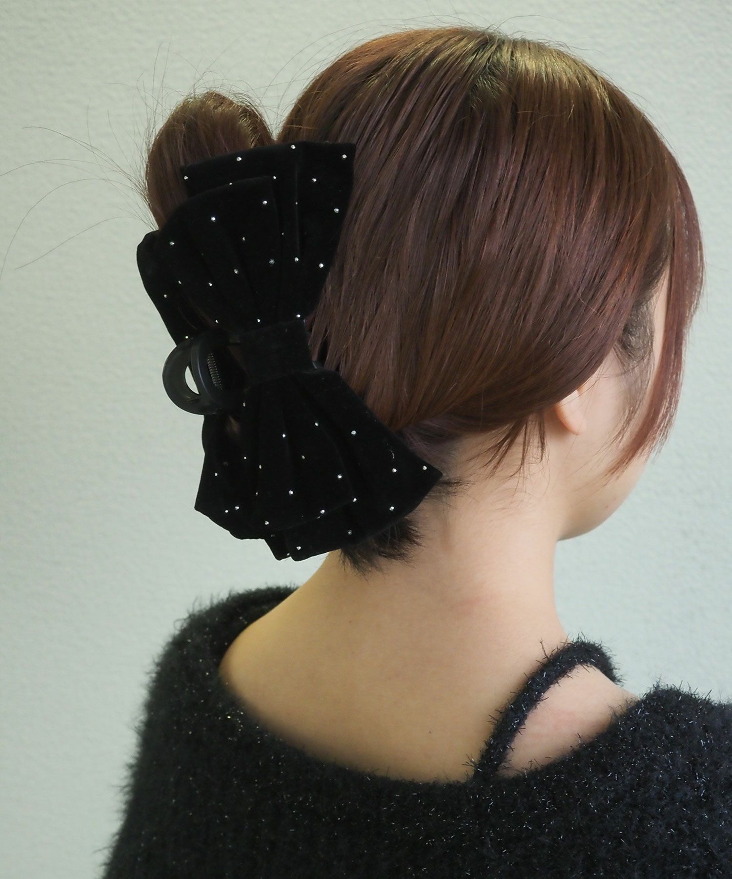 ドットベロアビッグリボンバンスクリップ