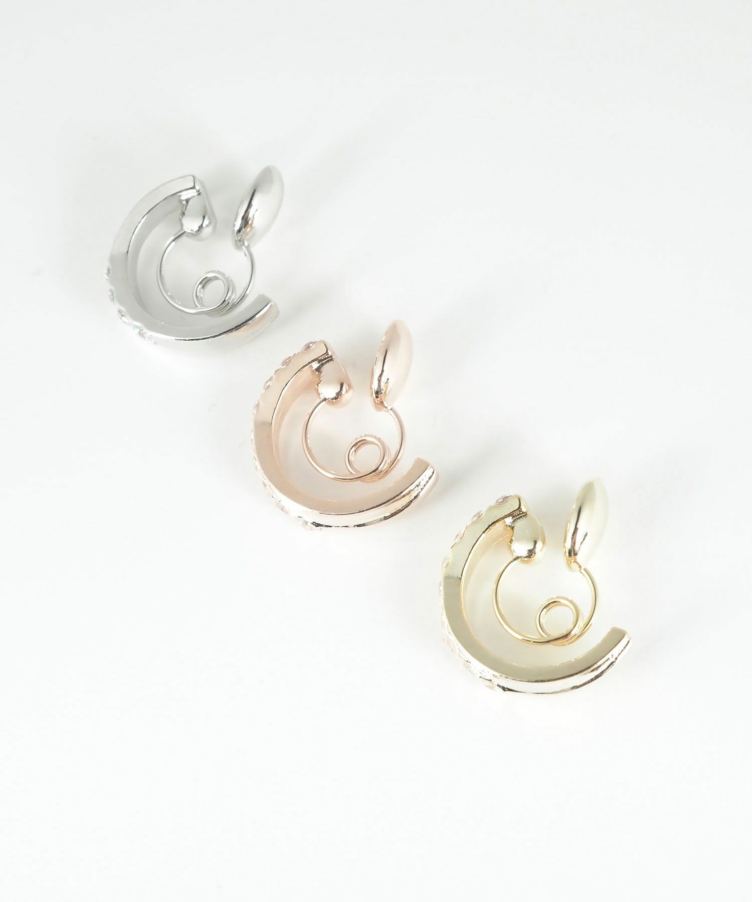 クロスラインストーングランループフィットイヤリング