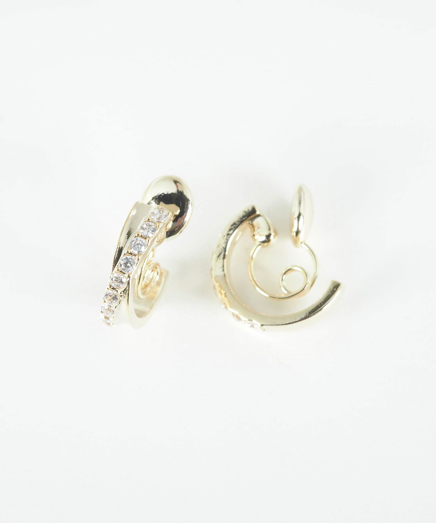 クロスラインストーングランループフィットイヤリング