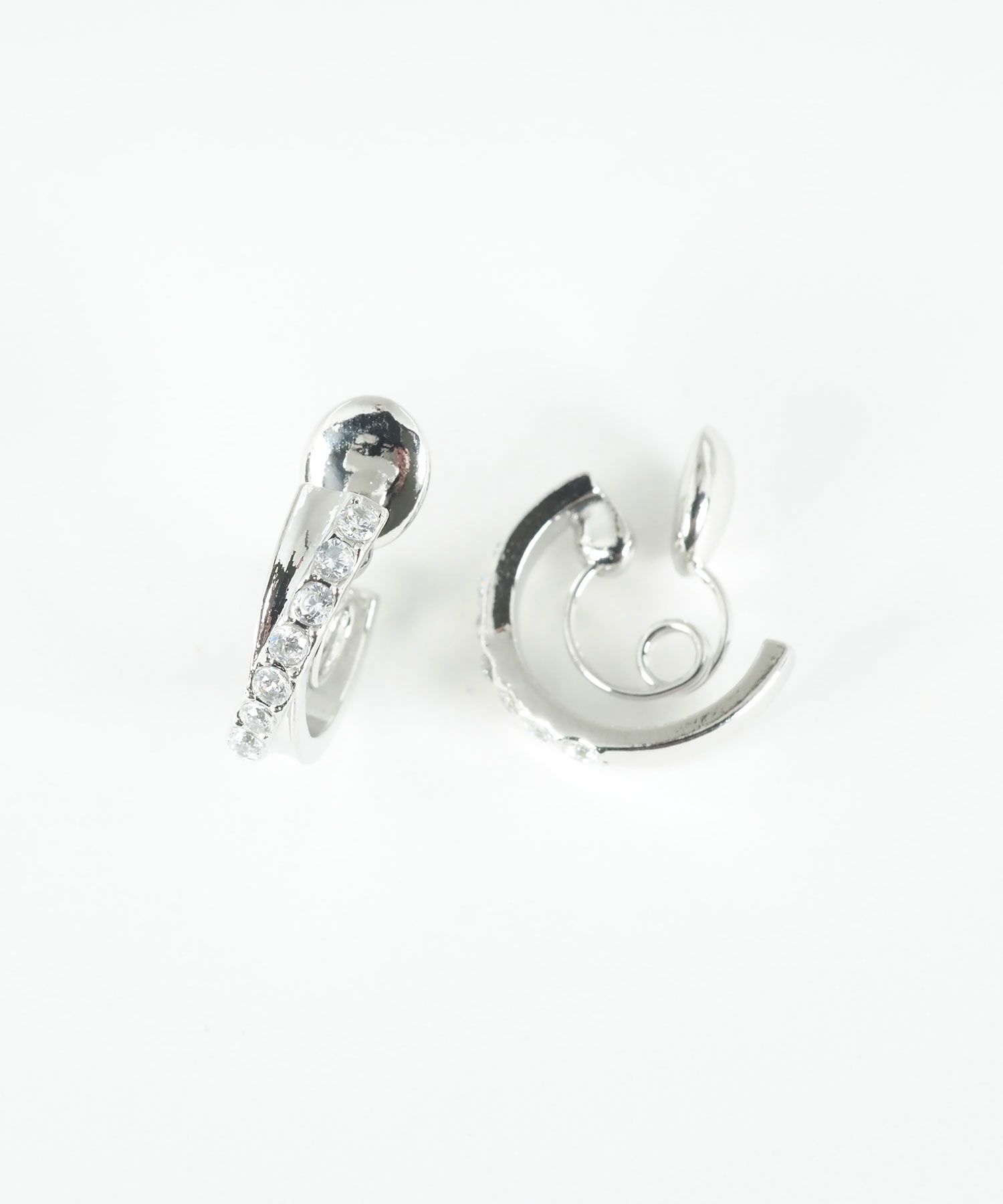 クロスラインストーングランループフィットイヤリング