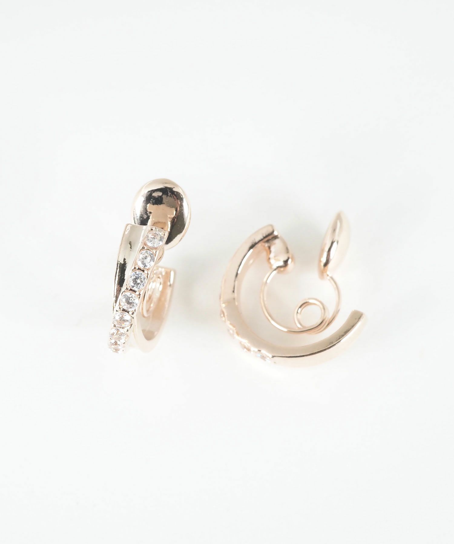 クロスラインストーングランループフィットイヤリング