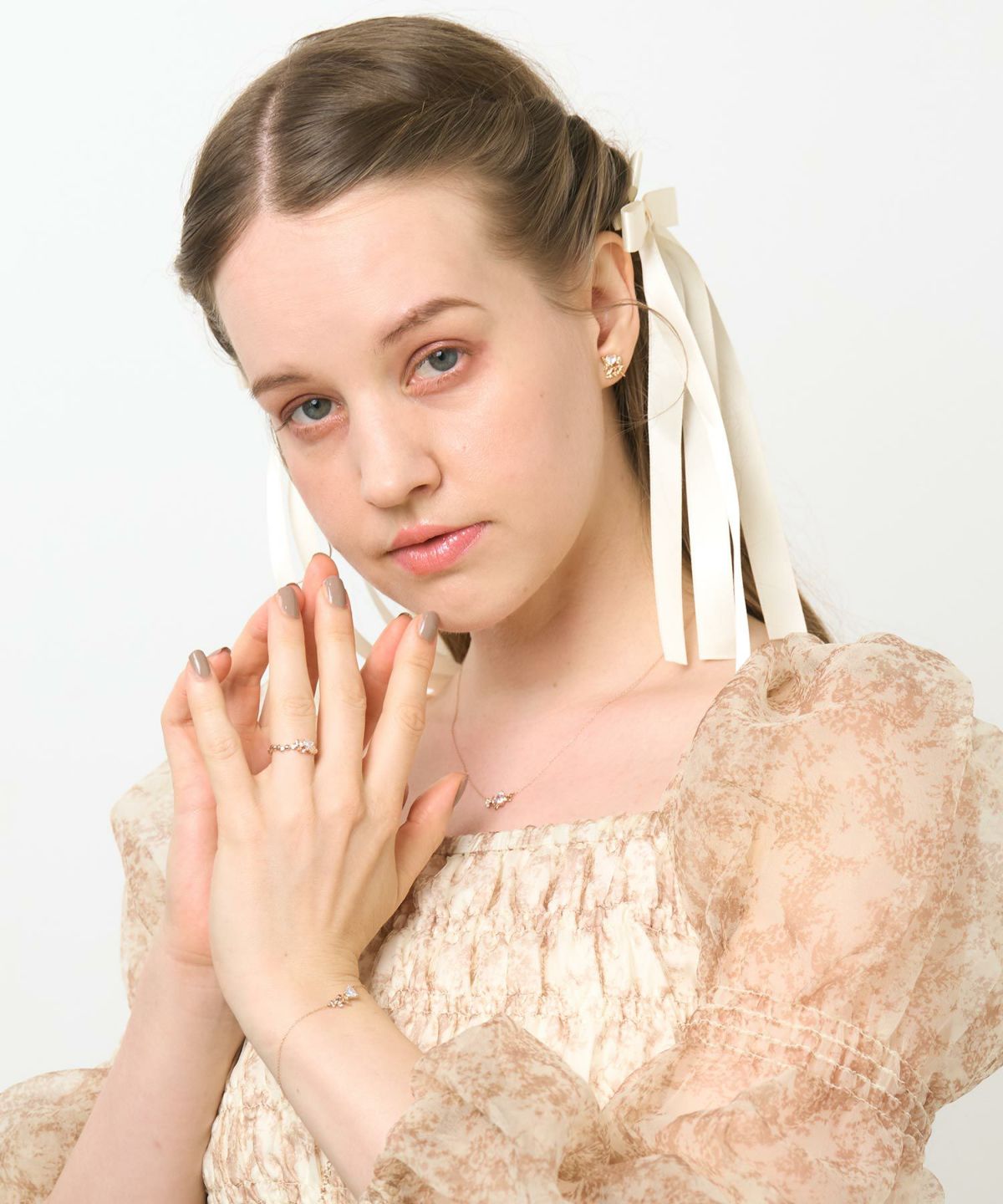 ハーテッドリボンイヤリング【MUK shady sophy】