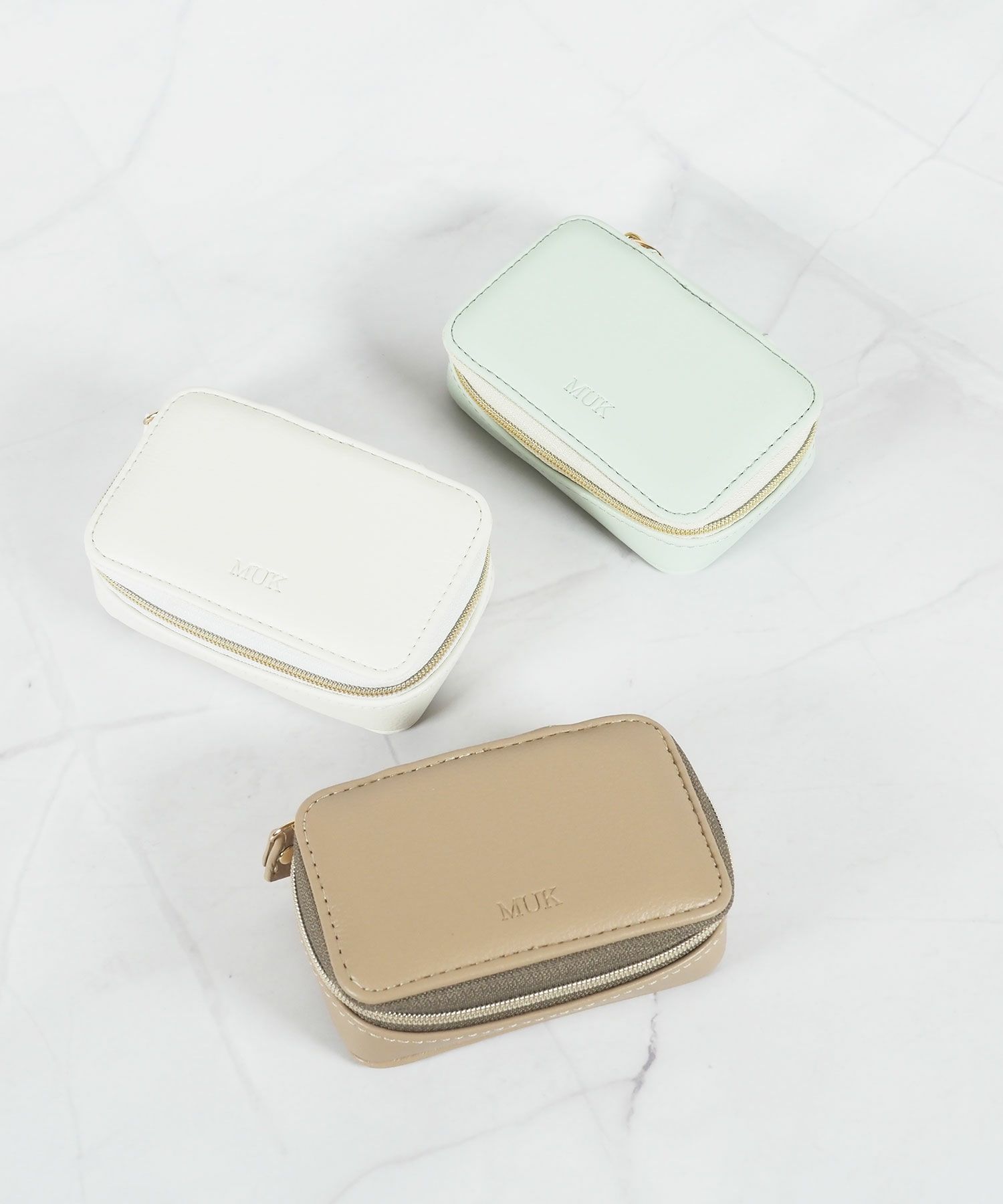 MUKアクセサリーポーチ ミラー付きフェイクレザータイプ
