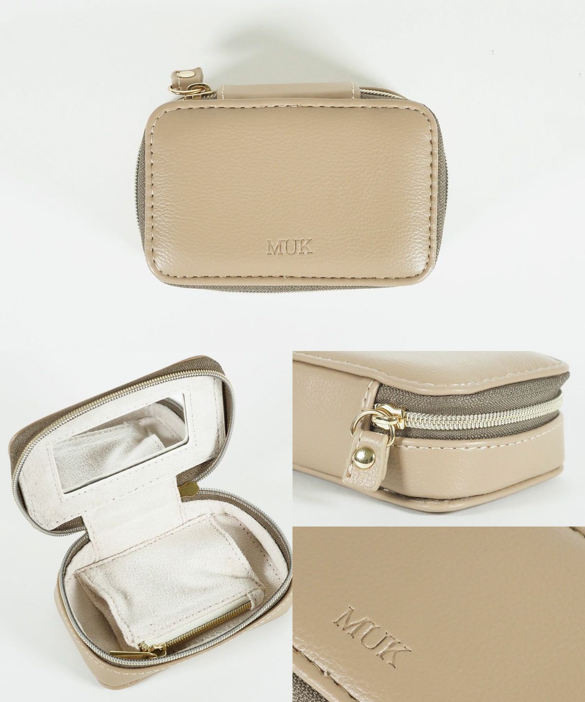 MUKアクセサリーポーチ ミラー付きフェイクレザータイプ
