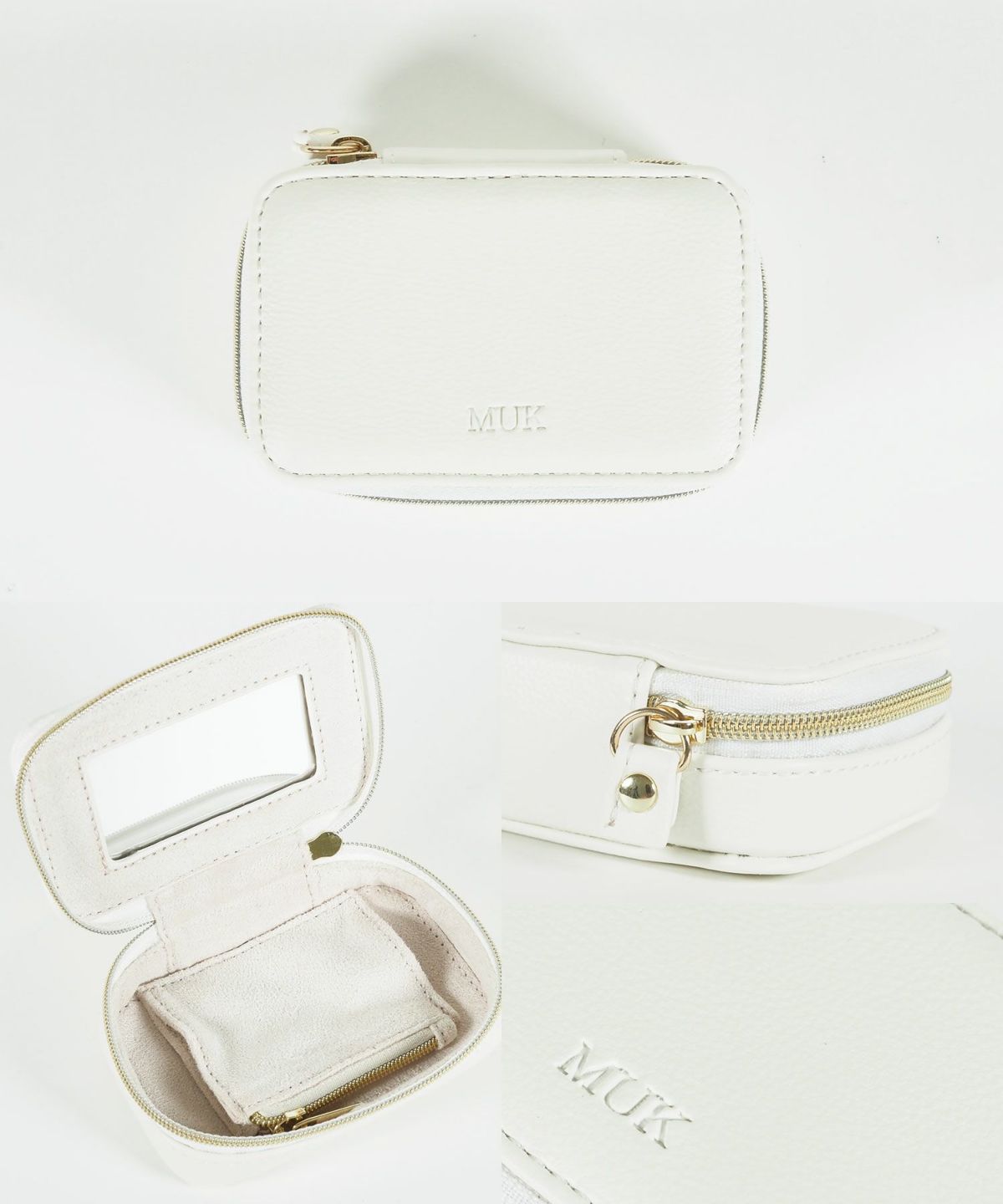 MUKアクセサリーポーチ ミラー付きフェイクレザータイプ