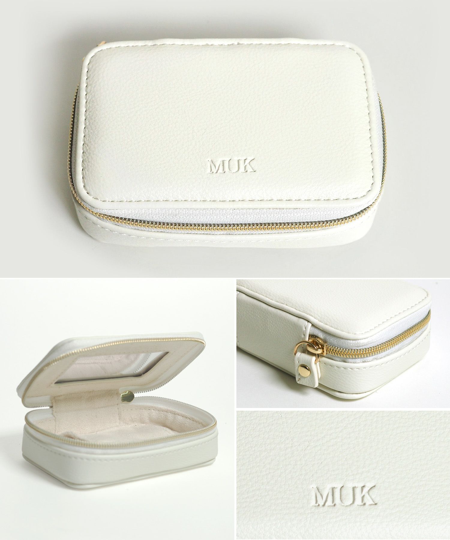 MUKアクセサリーポーチ ミラー付きフェイクレザータイプ