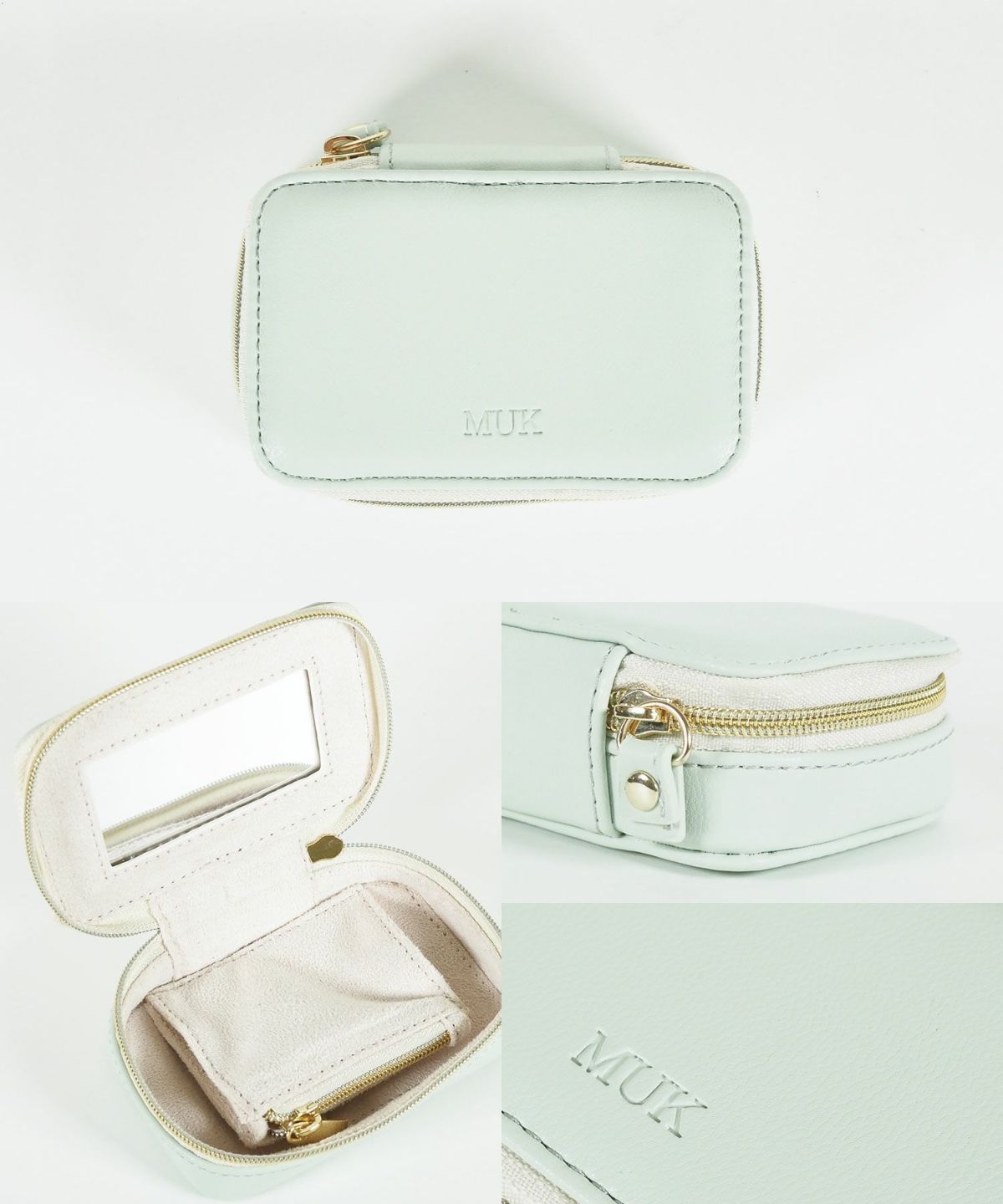 MUKアクセサリーポーチ ミラー付きフェイクレザータイプ