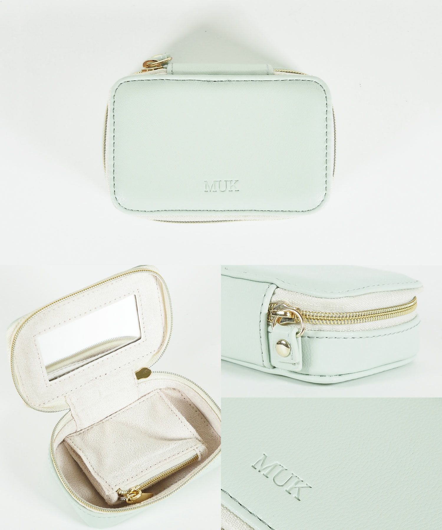 MUKアクセサリーポーチ ミラー付きフェイクレザータイプ