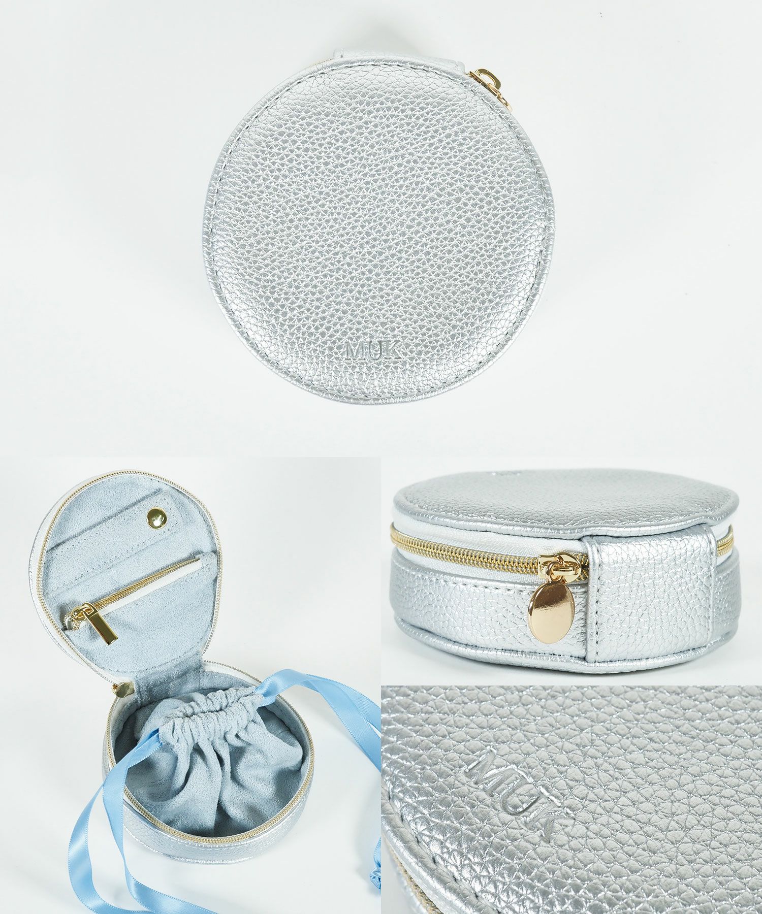 MUKアクセサリーポーチ ラウンド型フェイクレザータイプ
