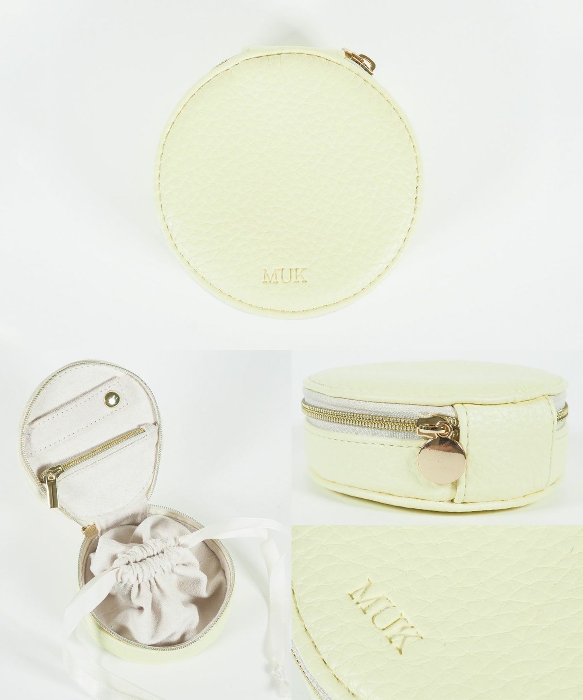 MUKアクセサリーポーチ ラウンド型フェイクレザータイプ