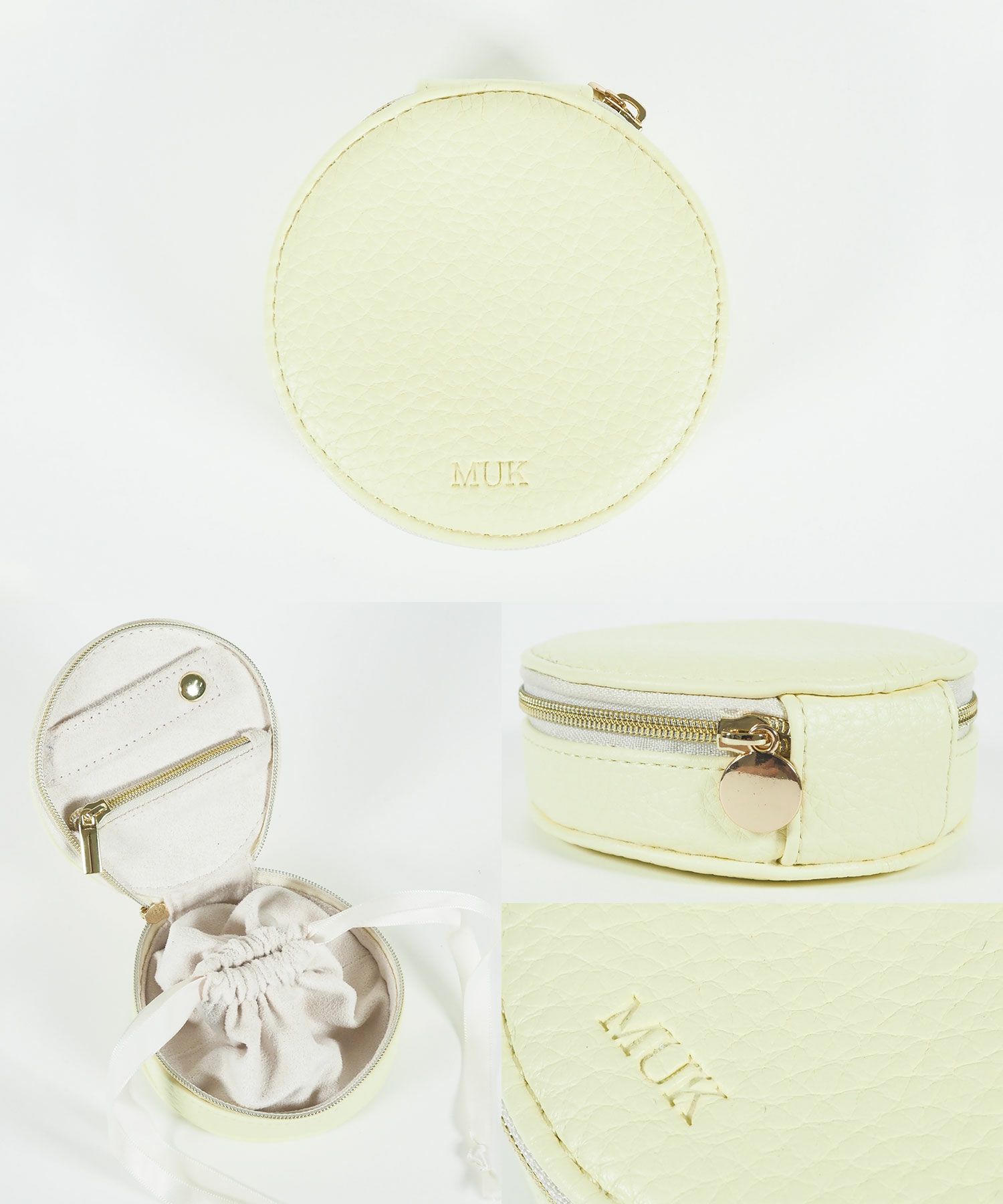 MUKアクセサリーポーチ ラウンド型フェイクレザータイプ