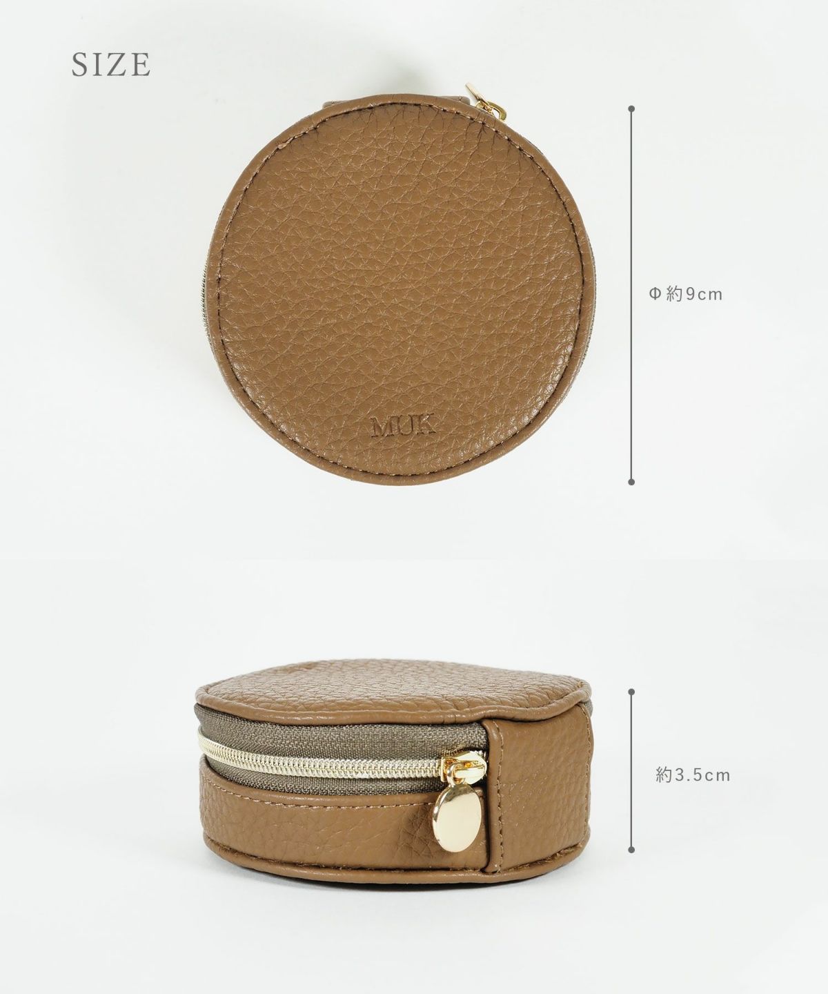 MUKアクセサリーポーチ ラウンド型フェイクレザータイプ