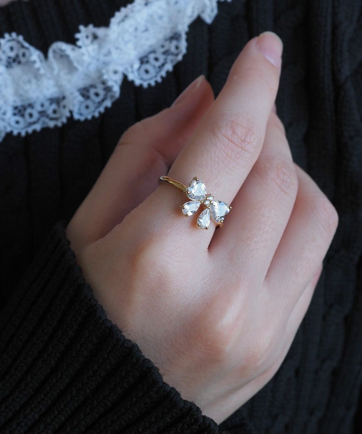 キュービックプチリボンリング【Dahlia】