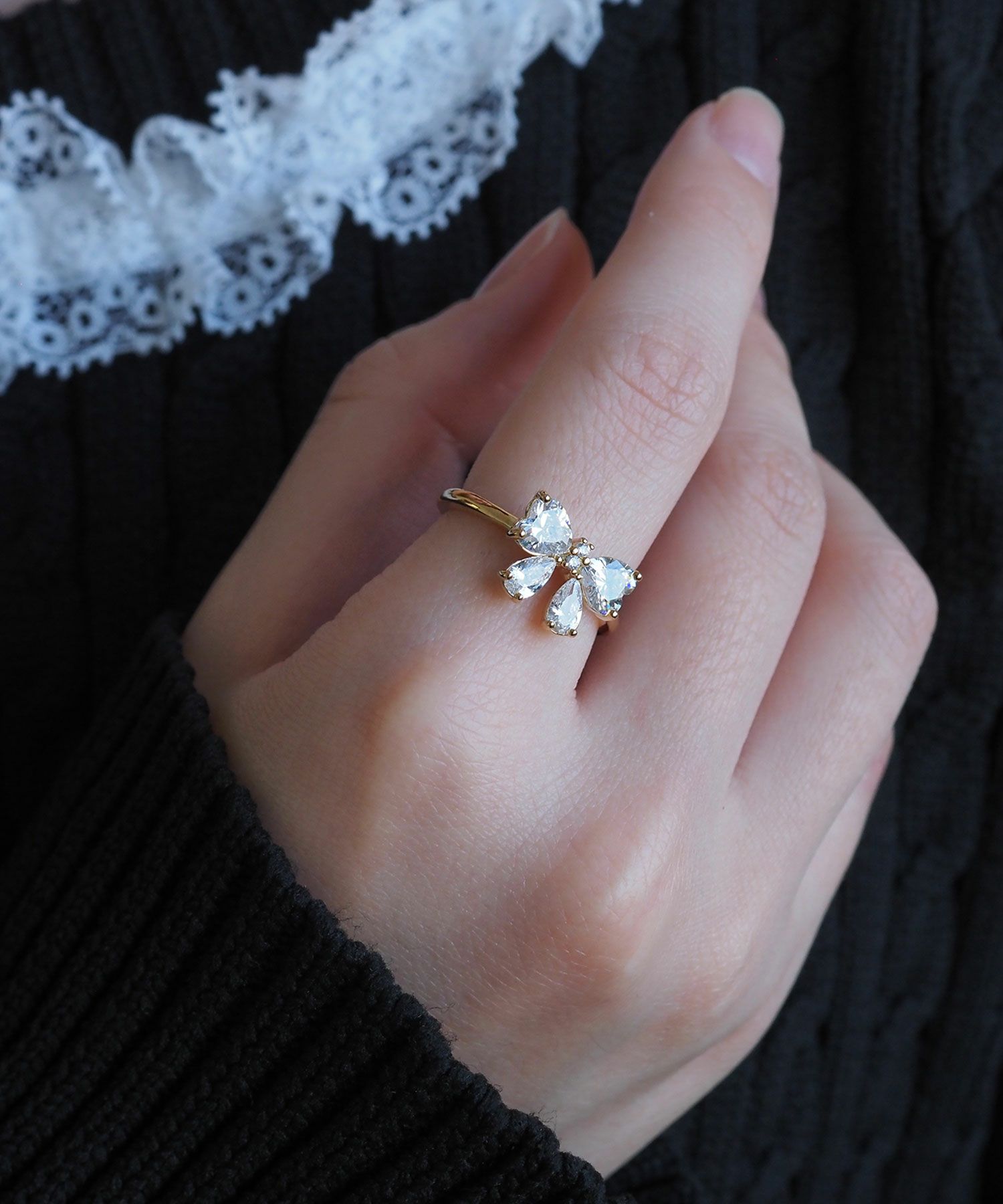 キュービックプチリボンリング【Dahlia】