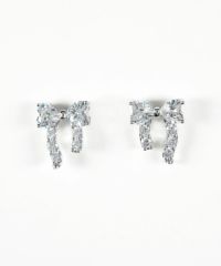 キュービックアシメリボンチタンポストピアス【Dahlia】